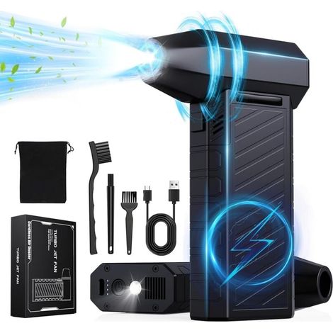 Souffleur d'air sec sans fil à 3 vitesses, 180 000 tr/min, batterie 10 000 mAh, lumières LED pour voiture, maison, clavier, PC (T0020) XXW (1/4)