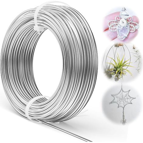 Fil Aluminium 3mm30 m,Fil aluminium,Fil de bricolage,idéal pourpour Sculpture,Modélisme de Vélo,Fabrication de Bijoux,Tissage et Emballage. (3mm 30M-White) (1/5)