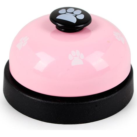 Cloche de dressage pour chien, lot de 2 cloches de dressage pour chien, chiot, chat, sonnette de porte pour chien et chat avec base en caoutchouc antidérapante(rose) (1/5)