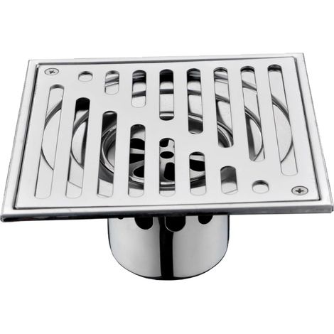 Grille de sol en inox 150×150 mm – Siphon de balcon et salle de bain, grande capacité, anti-odeurs et anti-obstruction, style bambou