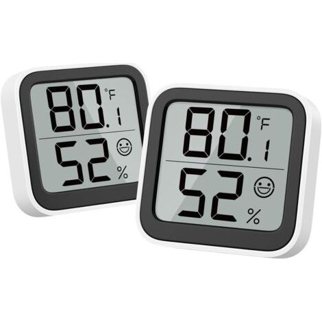 Thermomètre Humidimètre Intérieur Mini Hygromètre Moniteur Appareil de Mesure de la Température Ambiante avec Icône de Visage Indicateur de Confort ℃/℉ Interrupteur pour Chambre de Bébé (1/5)