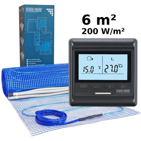 Kit de calefacción por suelo radiante 6 m², 200 W/m² + HW800 termostato programable