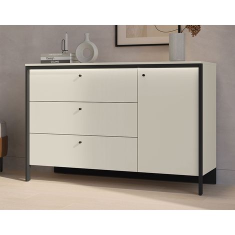 Kimi - commode 3 tiroirs et 1 porte - led inclus - beige (1/5)