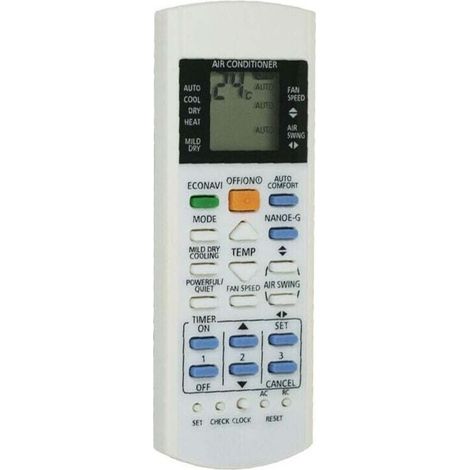 Panasonic Air Con Remote Control Télécommande pour Air‑Con White ABS Télécommande de Remplacement pour Climatiseur A75C3300 3208 3706 3708 3883 3935 (1/3)