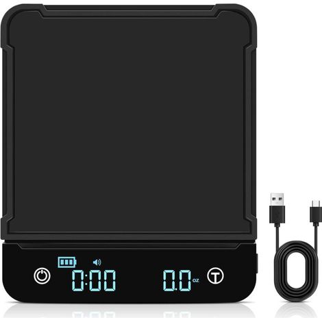 [NEVER USED] Precision 0.1g/3kg Digital Coffee Scale, Rechargeable Kitchen Scale with Timer, LED Display and Tare Function, Electronic Touch Scale with Silicone Mat in g/oz/ml (Black)