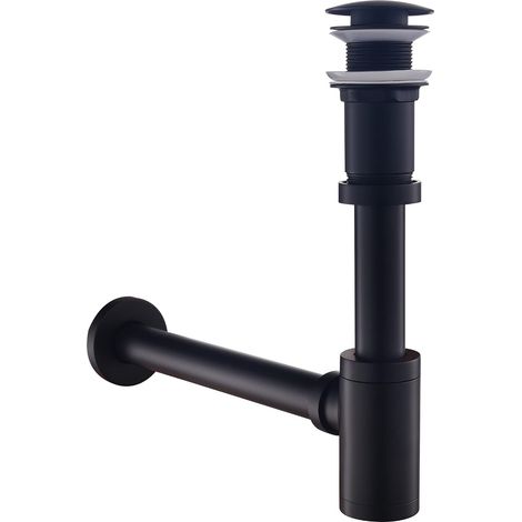Kit – Siphon avec Bonde sans Trop-plein pour Lavabo Noir mat, Laiton Universel Design Siphon Anti-Odeur, 1 1/4 Syphon Sifon (1/5)