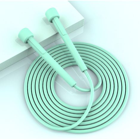 Corde à sauter professionnelle, réglable et sécurisée, idéale pour les enfants, les étudiants, l'entraînement et les exercices (verte). (1/5)