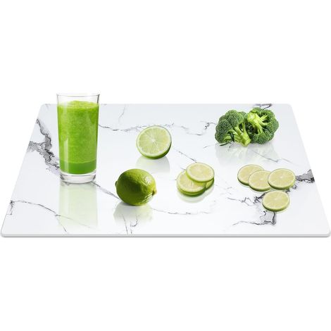 Planche à découper en verre aspect marbre 40 x 30 cm – Planche à découper design en verre de sécurité trempé – Couvre-plaque de cuisson résistante à la chaleur – Antidérapante, anti-rayures (1/5)
