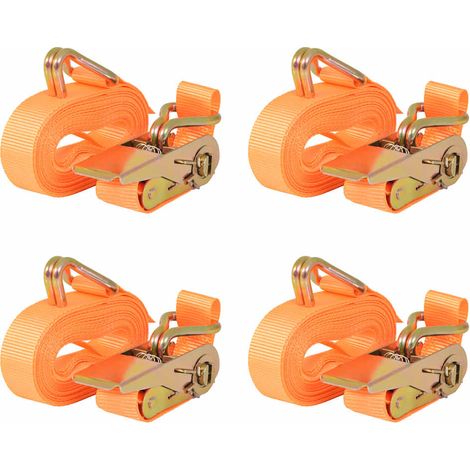 Ratchet Tie Down Straps 4 pcs 0.4 Tonnes 6mx25mm Orange vidaXL