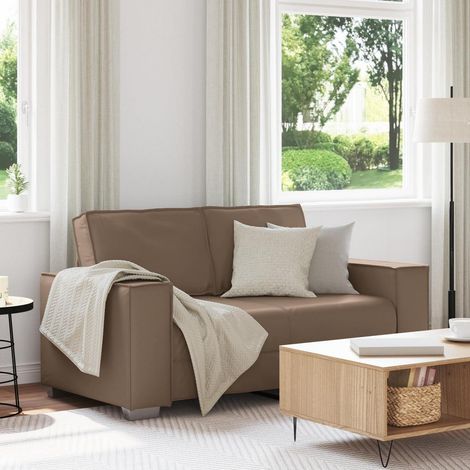 2-Sitzer Sofa Kunstleder Cappuccinobraun 120 cm mit abnehmbaren Kissen (1/5)