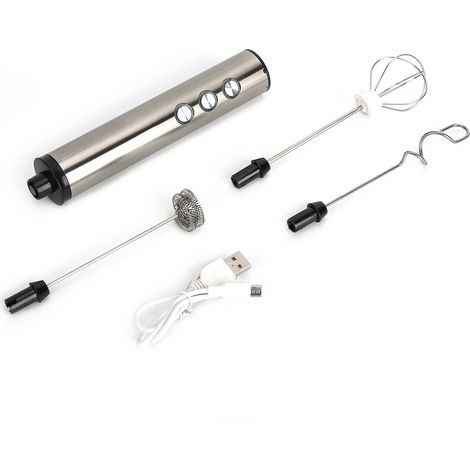 Mousseur à lait en acier inoxydable, batteur électrique portable rechargeable par USB pour la cuisine à domicile (1/5)