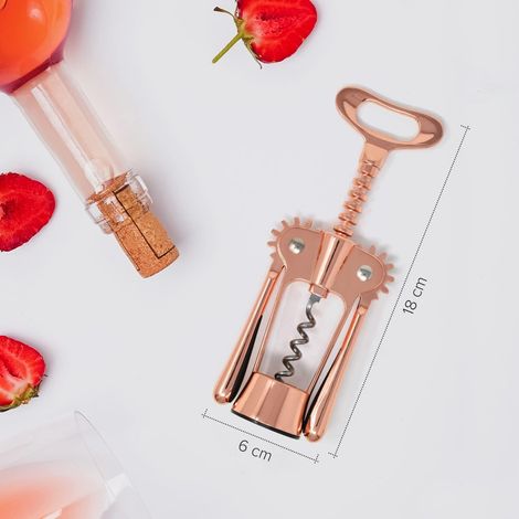 Tire bouchon élégant et pratique - Ouvre bouteille de vin de luxe en alliage de zinc rose doré avec sac de rangement - Tire bouchon original polyvalent pour retirer efficacement bouchons et capsules (1/5)