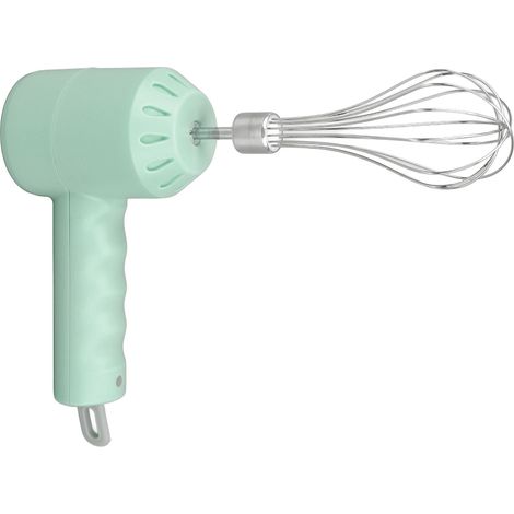 Batteur électrique à main sans fil rechargeable par USB, mousseur à lait électrique portable avec 2 bâtonnets mélangeurs, vert. (1/5)