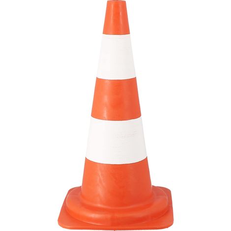 Cône blanc rouge réfléchissant ht 470 mm x 300 mm PVC souple 900 g - 535002 - Wilmart