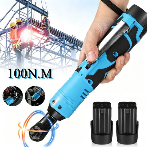 Clé à cliquet électrique 100N.m, Clé À Chocs Électrique Sans Fil 3/8 ", 2 batteries et un chargeur, pour réparation automobile etc (1/5)