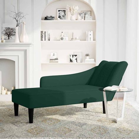 Fauteuil relax  Fauteuil long avec accoudoir droit vert foncé velours (1/5)