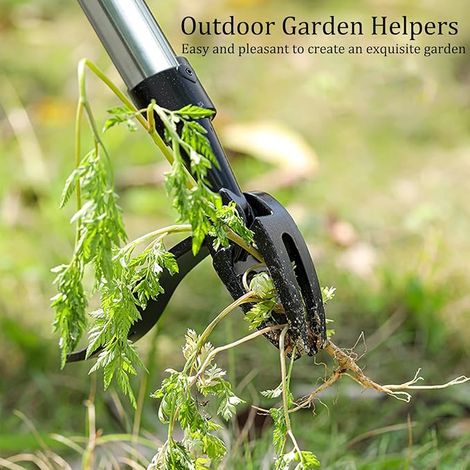 Outil d'arrachage de mauvaises herbes,outil de désherbage de jardin à long manche avec 4 griffes pour arracher les pissenlits,la digitaire,les racines,le cueilleur de mauvaises herbes pour (1/4)