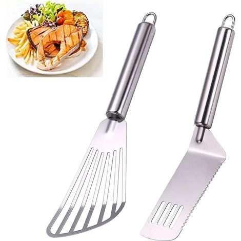 Spatule à pizza, lot de 2 spatules en acier inoxydable, spatule de 25,7 cm (10,1 pouces) avec revêtement en acier inoxydable brossé