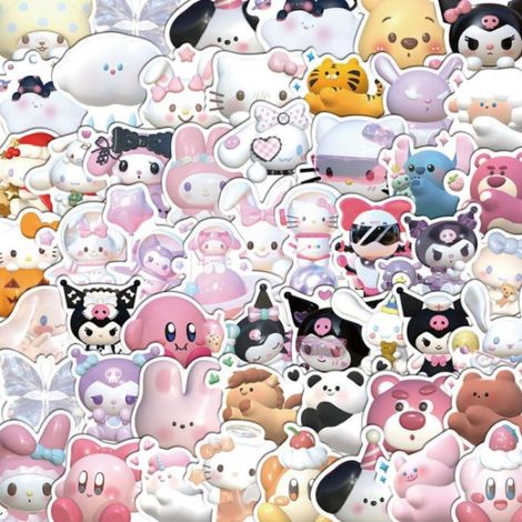 Kawaii-Sticker – 50 Stück in verschiedenen Farben (1/5)