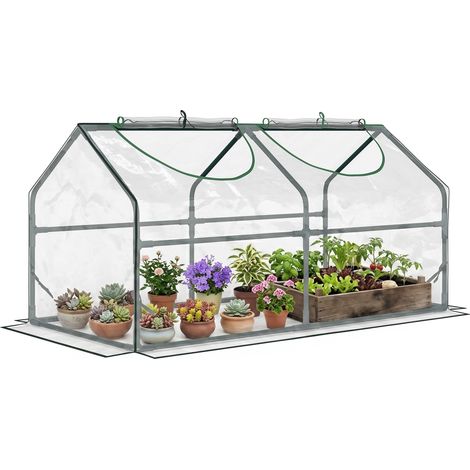 Outsunny – Mini serre de jardin 120 x 60 x 60 cm – Cadre en acier – Couverture PVC transparente – 2 fenêtres zippées pour ventilation