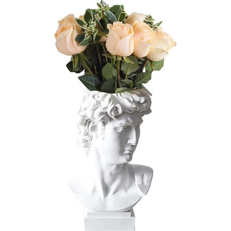 Bardusch-David - Vase à Fleurs - Tête David - Buste - Sculpture David Grec - Sculpture David - Tête décoration - Vase décoratif - Porte-Stylo