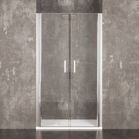 Box Doccia Saloon Sofia Porta Bagno Ante Con Apertura Battente In Cristallo Temperato Trasparente da 6 mm Altezza 190 cm Struttura Alluminio Anodizzato Maniglie In Acciaio Cromato (80 cm) (1/2)