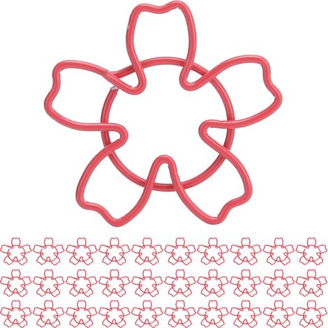 Lot de 30 trombones en forme de fleurs de cerisier rouges, parfaits pour le classement de documents. (1/5)