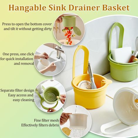 Paniers égouttoirs avec vidange facile par simple pression d'un bouton, fixation rapide et conception amovible – un allié précieux en cuisine, lot de 3