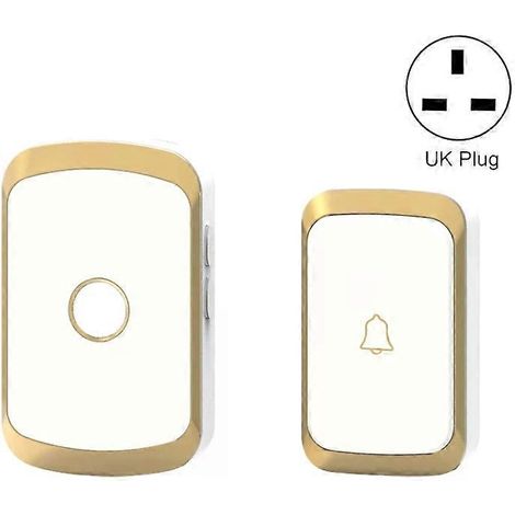 Sonnette connectée sans fil - Musique numérique, télécommande, prise britannique - Dorée (1/2)