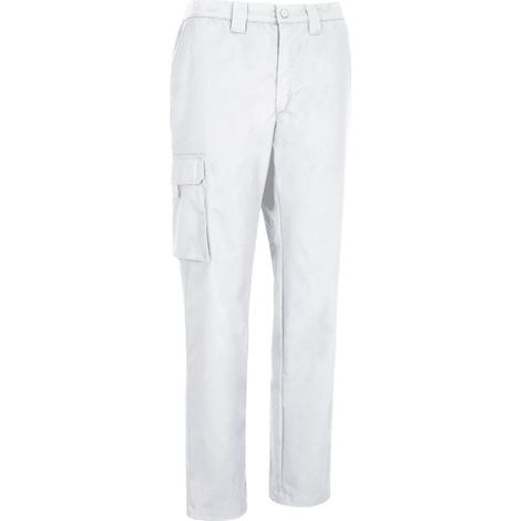 Pantalón de trabajo multibolsillos, de algodón y poliéster VALENTO PEGASO S Blanco