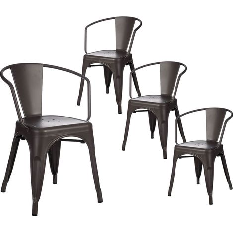 LUCY - Lot de 4 Chaises Métalliques Gris Anthracite (1/5)