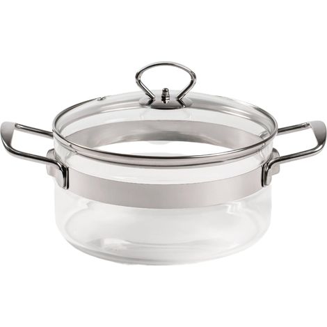 Faitout en Verre Borosilicate 2,5L Avec Couvercle Ø20 cm Cuisson Sans PTFE Ni PFOA Tous Feux Induction avec Disque MC60090 Four 180°C (1/4)