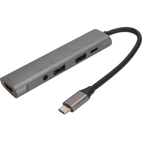 Hub USB C 5 en 1 avec Sortie 4K HDMI, Charge Rapide PD et Jack 3.5mm - Adaptateur Multimédia Compact (1/5)