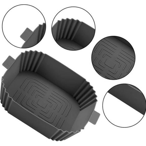 Moule pour friteuse à air en silicone, Friteuse à air en silicone, Pot carré pour friteuse à air en silicone avec gants, 20 cm (1/4)