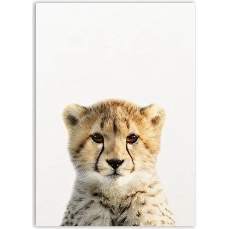 Tableau Animal Safari - Toile Imprimée Lion Éléphant Girafe Zèbre - Décoration Murale Chambre Enfant - 1 Pièce
