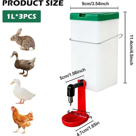 abreuvoirs lapin 1000 ml Distributeur d'eau automatique lapin Bouteille d'eau suspendue animaux compagnie Abreuvoir tétine Abreuvoir anti-goutte rongeurs (1/4)