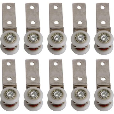 Cuscinetto per porta scorrevole – Blocco puleggia in metallo da 6,5 x 1,9 cm con 2 ruote in plastica per finestre e mobili