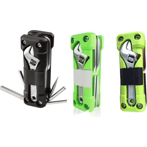 Outil de poche multifonction (vert) : tournevis et outils de réparation de pneus pour vélo, compact et pliable, idéal pour le bricolage et l’usage domestique. (1/5)