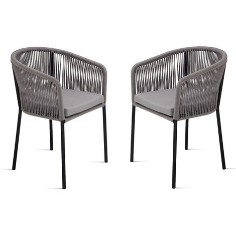 Sedia in corda Grigio Chiaro con struttura in metallo JOAN 2 sedie (1/5)
