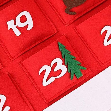 Weihnachtsdekoration, Filz-Weihnachtsbaum, Adventskalender-Dekorationen, Weihnachtsbaum, Countdown-Kalender-Dekorationen, Countdown-Kalender (rot), Weihnachtsgeschenk (1/4)
