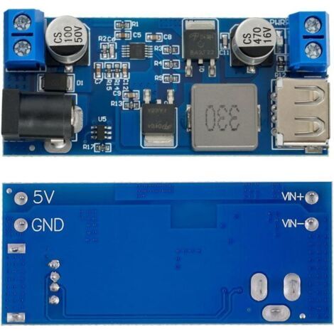 NALOOKAMIC  Module de convertisseur abaisseur DC 6V 9V 12V 24V vers DC 5V 5A Abaisseur DC 5V-5.3V 5.2V 3.5-6A Transformateur Module d'alimentation régulateur de Tension à Double Sortie (Lot de 2 pièce