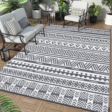 Tapis de Terrasse d'extérieur Imperméable Grand 180 x 270 cm, Exterieur Tissage Résistant aux UV, Tapis de Jardin Pliable Réversible Tapis de Exterieur pour Patio, Porche,Balcon (1/5)