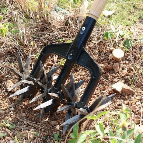 Gartenfräse mit Walzenantrieb Bodenbearbeitung Patentiertes Sternradsystem 25 cm Arbeitsbreite Schwarz (1/5)
