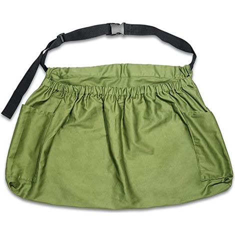 Garden Harvest Apron, Canvas Harvest Apron Waist Belt, Green
