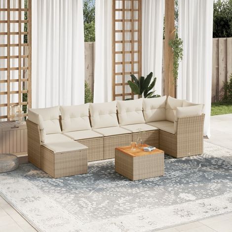 Juego de sofás de jardín con cojines beige 8 pzas ratán PE vidaXL (1/5)
