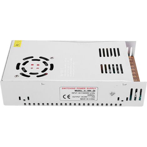 Adaptateur secteur à découpage, alliage d'aluminium DC24V, bande lumineuse LED pour imprimante 3D (S-600-24 (24V 25A 600W) AC110/220V±15%) (1/5)