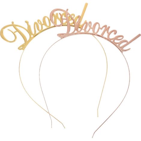 Lot de 2 bandeaux décoratifs pour cheveux (doré + or rose) pour une fête de divorce-16.00X13.40X0.35CM-Golden Rose Gold (1/3)