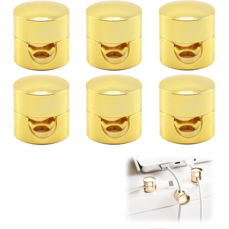 Lot de 6 clips d'organisation de câbles magnétiques avec adhésif puissant, support de câble pour chargeur de téléphone portable, maison, bureau, voiture, bureau (doré) (1/5)