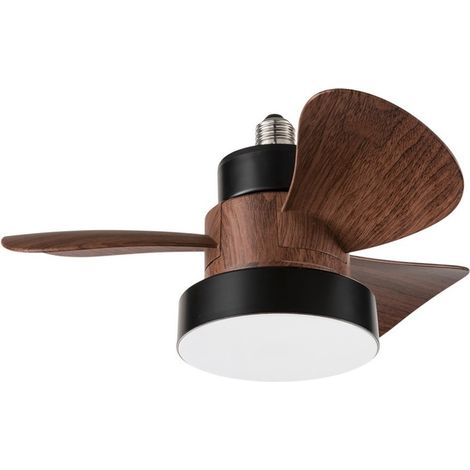 Ventilatore Perenz da soffitto Noce con luce led 15W e pale in ABS, 3 velocità, silenzioso, con telecomando, attacco E27 - Diametro 36cm (1/3)