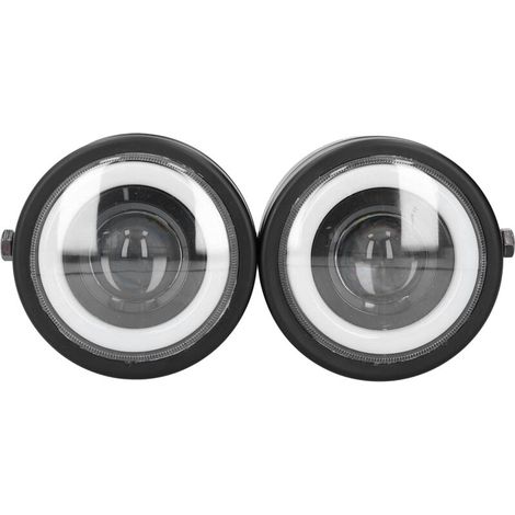 Jeffergarden Phare LED universel -DOUble lampes rondes yeux d'ange feux de croisement rétro DRL blanc jaune lumière-DOU